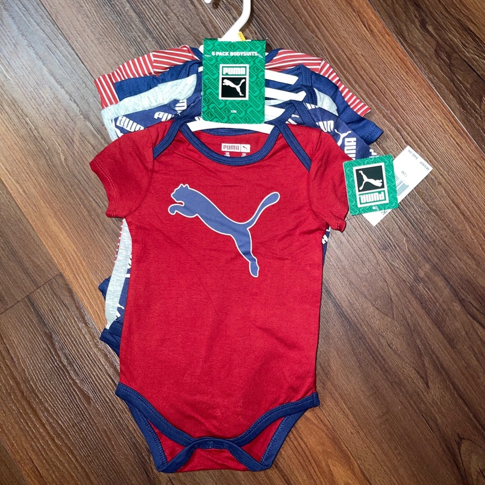 Puma 5 Pack Bodysuits 12Months